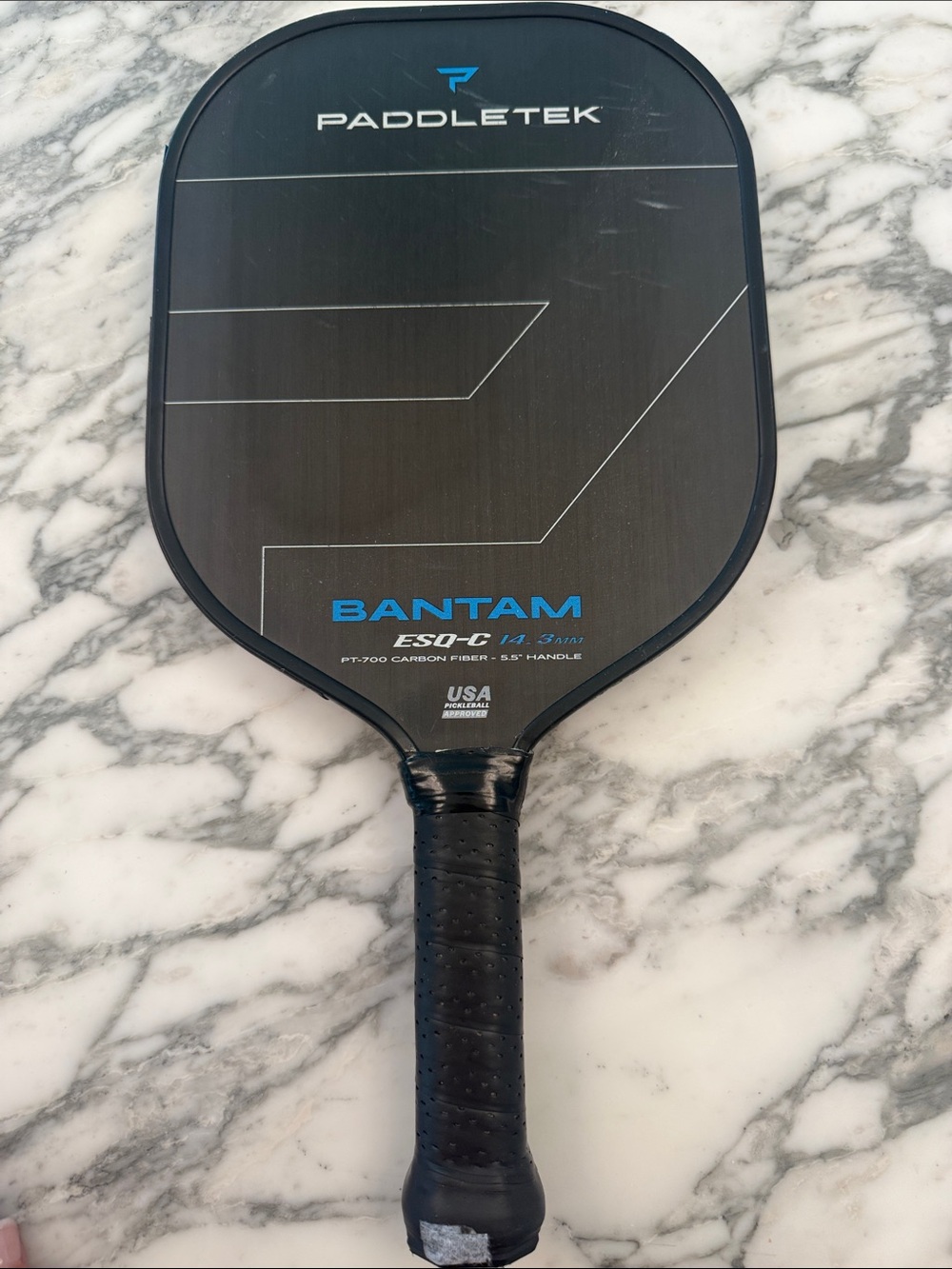Paddletek Bantam ESQ-C Pickleball Paddle - Black with Blue Accents 14.3MM